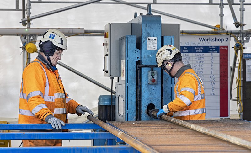 Rebar being threaded at the facility at the Copthall Tunnel Site